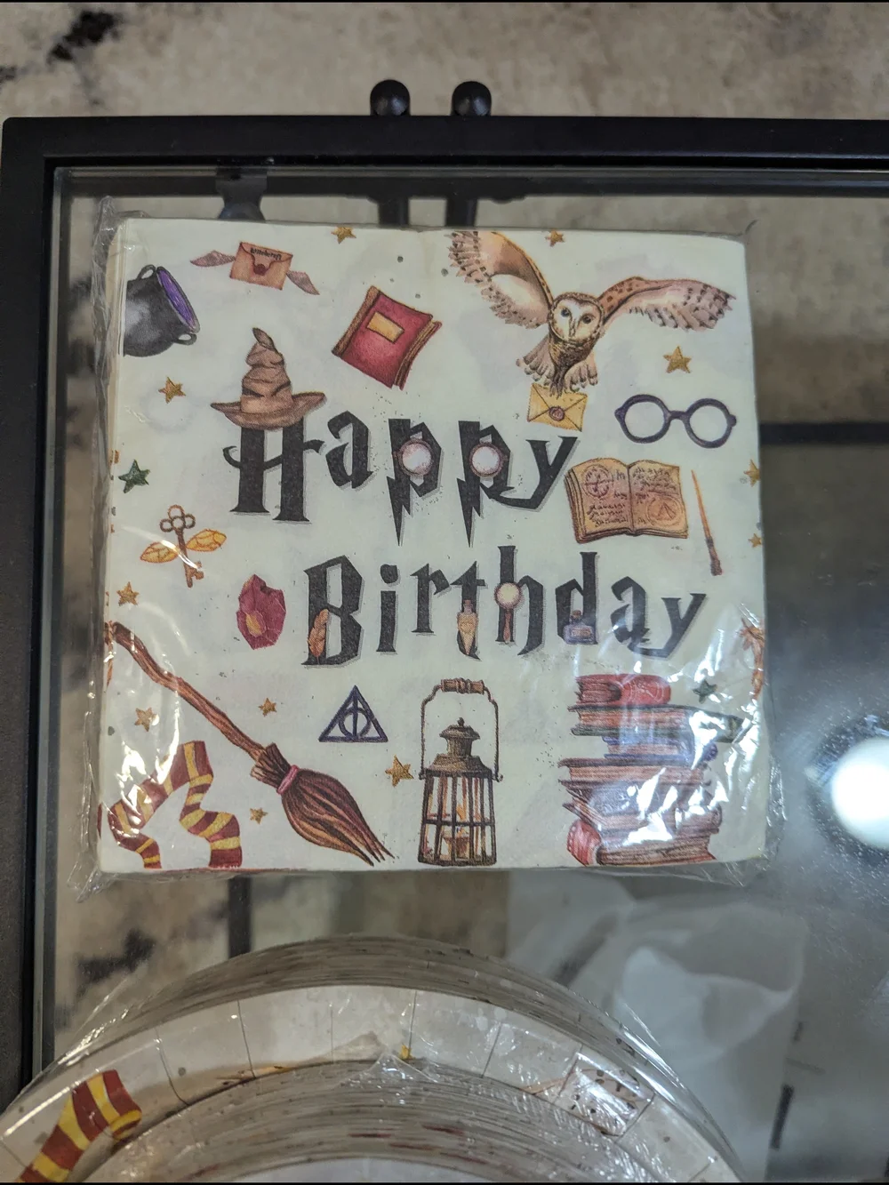 Happy Birthday Wizardry Party Plates and Napkins - White